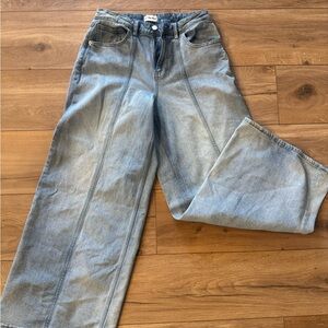 Light Blue Wide-Leg Front-Seam Jeans - Unbranded